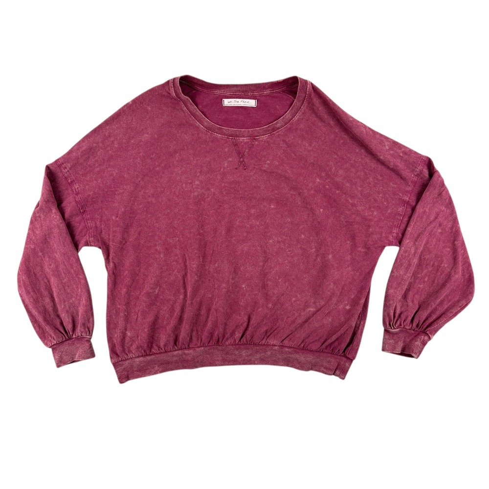 Free People We The Free Sweatshirt Womens XS Pink‎ Purple Acid Wash L/S Pullover